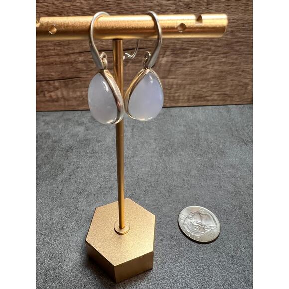 NEW Blue chalcedony sterling silver drop earrings 7.82 grams - Picture 4 of 9